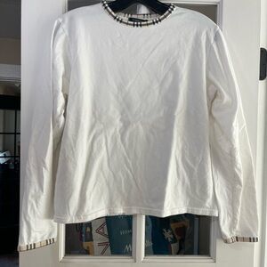 Burberry Cream Top with Plaid Trim